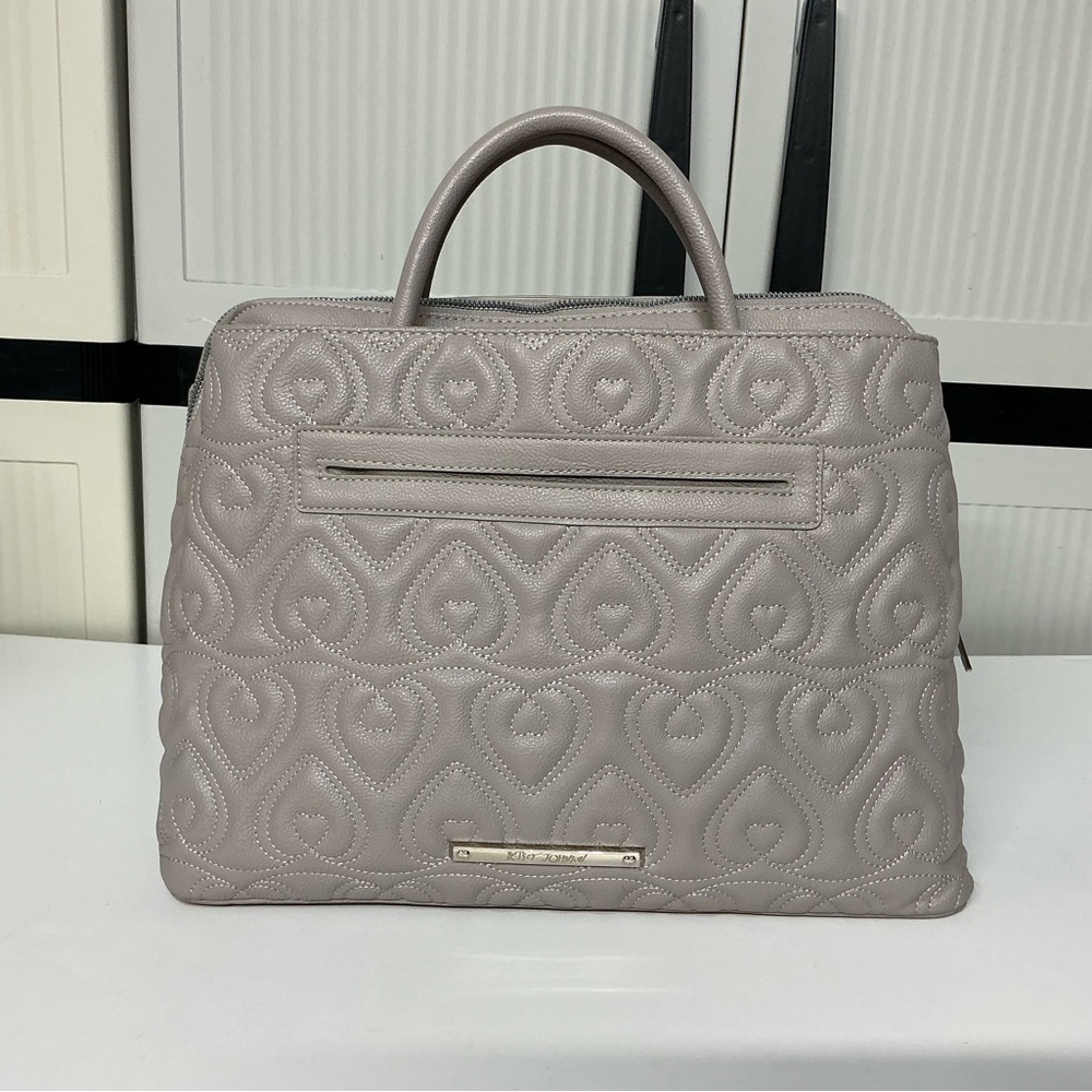 Betsey Johnson Quilted Heart-Embroidered Top Handle Satchel in Light Purple
